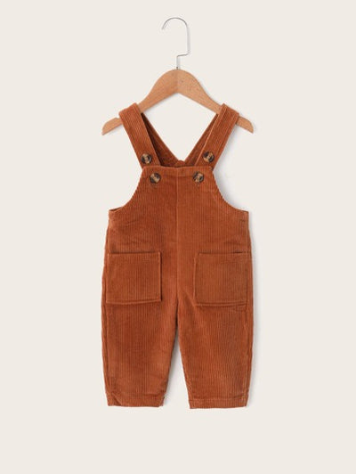 Toddler Kids Button Front Corduroy Dungaree SD