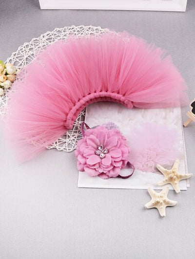 Baby Girl Floral Headband with Tutu Skirt SD