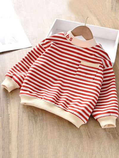 Toddler Girls Striped Mock Neck Sweatshirt SD