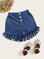 Toddler Girls Frilled Hem Button Detail Shorts SD