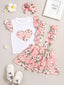 Baby Girl Heart Detail Top and Ruffle Floral Skirt with Headband SD