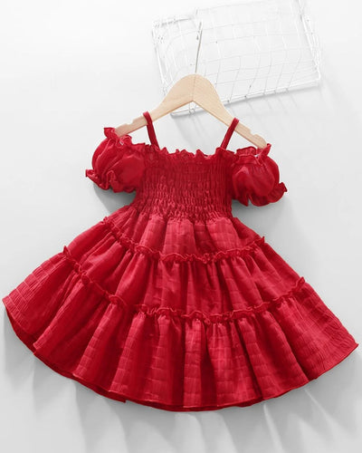 Toddler Girls Cold Shoulder Shirred A-line Dress SD
