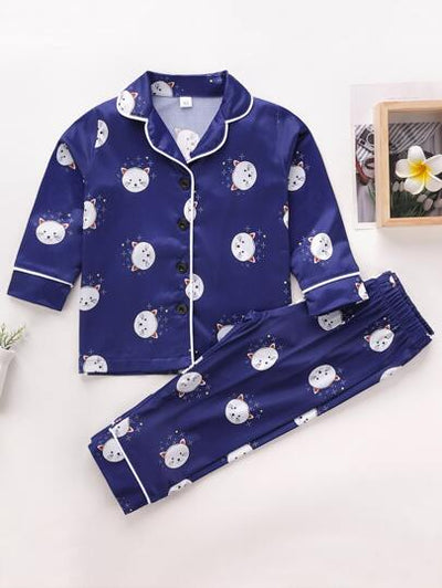 Toddler Girls Cat Print Sleeping Suit SD