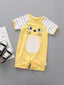 Baby Boys Cartoon Graphic Striped Sleeves Romper SD