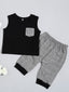 Baby Boy Patch Pocket Sleeveless Top with Plaid Pants SD