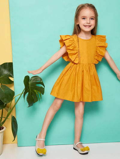 Toddler Girls Frilled Shoulders Dress SD