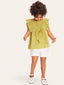 Toddler Girls Frilled Sleeves Front Bow Blouse with Shorts SD