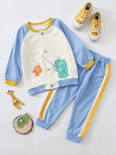 Baby Boys Raglan Sleeve Front Button Shirt & Panel PJs SD