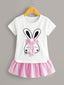 Toddler Girls Bow Detail Graphic Skater Hem Dress SD