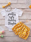 Baby Girl Letter Graphic Romper with Polka Dot Shorts & Headband SD