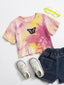 Toddler Girls Tie & Dye Butterfly Patch Ribbed Shirt SD