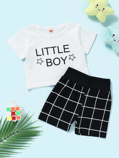 Baby Boy Graphic Tee with Grid Shorts SD