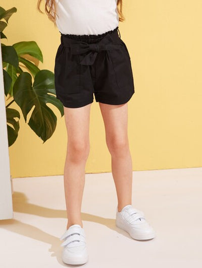 Toddler Girls Paperbag Waist Belted Shorts SD