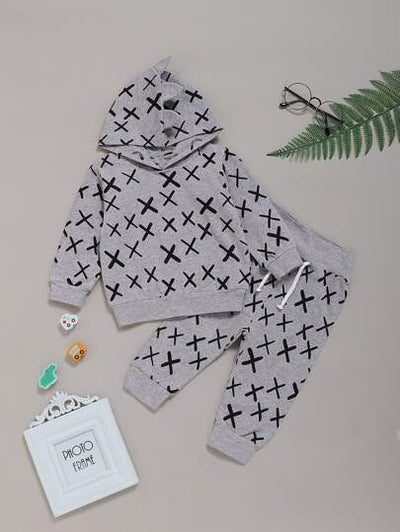 Baby Boy 3D Hoodie Top with Cross Print PJs SD