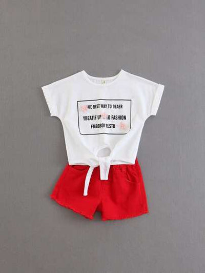 Toddler Girls Self Tie Top with Shorts SD