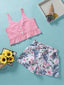 Baby Girl Frilled Cami Top & Tropical Floral Print Shorts SD