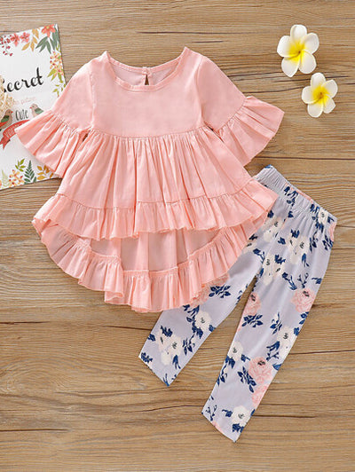 Baby Girl Frill Detail Top with Floral Pants SD