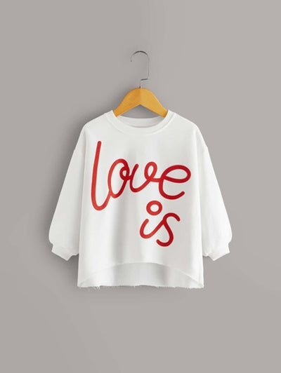 Toddler Girls Letter Graphic Raw Hem Shirt SD
