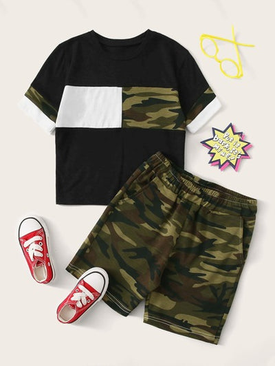 Toddler Boys Camo Patch Tee & Camo Shorts SD