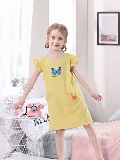 Toddler Girls Butterfly Detail Pocket Dress SD