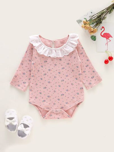 Baby Girl Lace Collar Disty Floral Romper SD
