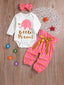 Toddler Girls Elephant Graphic Romper with Polka Dot Pants & Headband SD