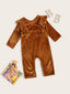 Baby Girl Frilled Shoulder Velvet Bodysuit SD