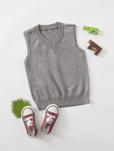 Toddler Boys V Neck Grey Sweater SD