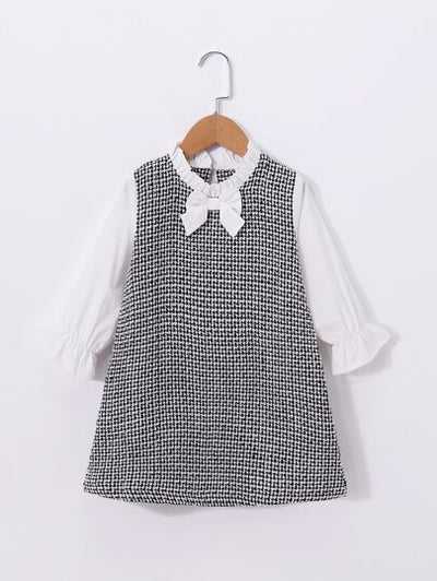 Toddler Girls Frilled Collar Tweed Dress SD