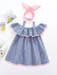 Toddler Girls Off Shoulder Gingham Dress with Headband SD
