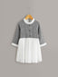 Toddler Girls Tweed Bodice Mesh Sleeves Dress SD