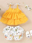 Toddler Girls Layered Peplum Top with Floral Shorts SD