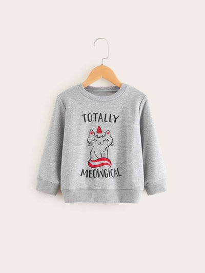 Baby Girls Cute Cat Letter Graphic Sweatshirt SD