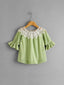 Baby Girl Lace Decor Collar with Frilled Sleeves Blouse SD