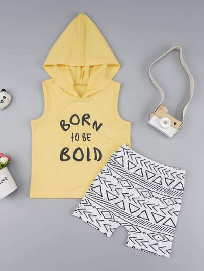 Baby Boy Hooded Tank Top & Boho Print Shorts SD