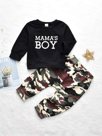 Toddler Boys Graphic Shirt with Camo Pants SD