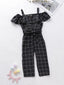 Toddler Girls Off Shoulder Grid Jumpsuit SD