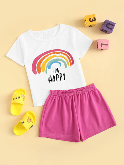 Baby Girl Rainbow Graphic Tee with Shorts SD