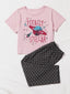 Toddler Girls Space Graphic Tee with Polka Dot PJs SD