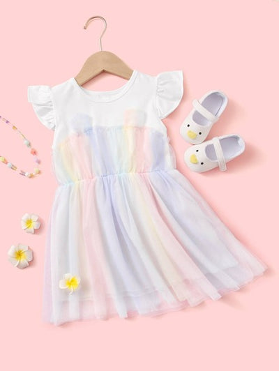 Toddler Girl Mesh Hem Dress SD
