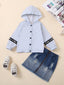 Toddler Girls Hooded Top with Zipped Denim Skirt SD