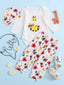Toddler Girls Giraffe Graphic Romper with Floral Pants & Hat SD