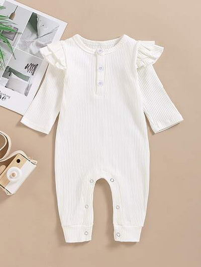 Baby Girl Frilled Shoulders Ribbed Onesie SD