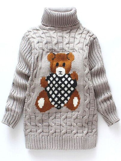 Toddler Boys Turtle Neck Bear Knitted Sweater SD