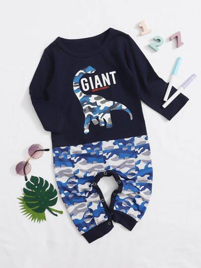 Toddler Boys Dinosaur Print Onesie SD