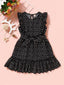 Toddler Girls Heart Print Frilled Sleeves & Hem Dress SD