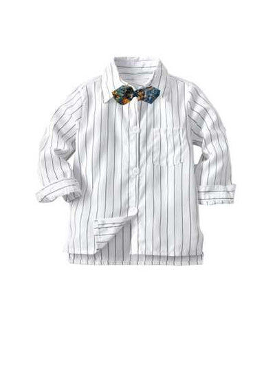 Baby Boy Striped Button Shirt with Bowtie SD