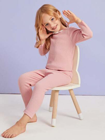 Toddler Girls Rib Knit Top with PJs SD