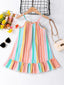 Toddler Girls Frilled Hem Striped Dress SD