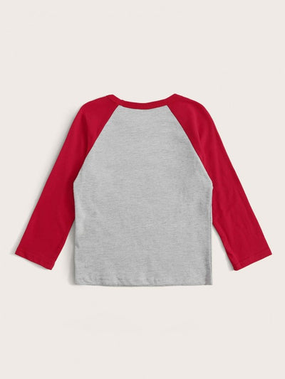 Toddler Boys Contrast Raglan Sleeve Dinosaur Print Tee SD